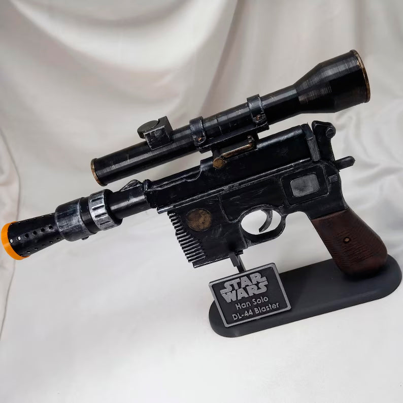 NEW Han Solo DL-44 Blaster with Stand - Prop Cosplay Handmade