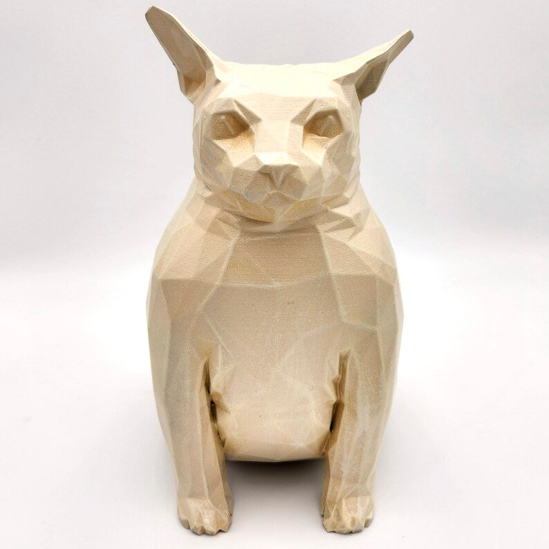 Fat Cat Low Poly Statue old bronze or mramor color handmade sculptures
