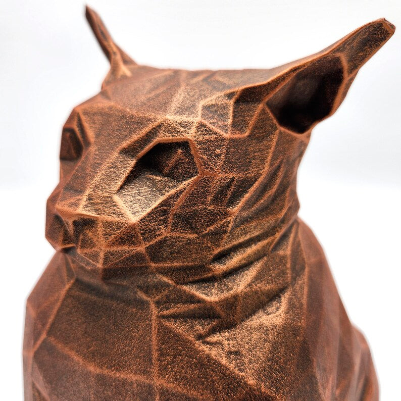 Fat Cat Low Poly Statue old bronze or mramor color handmade sculptures