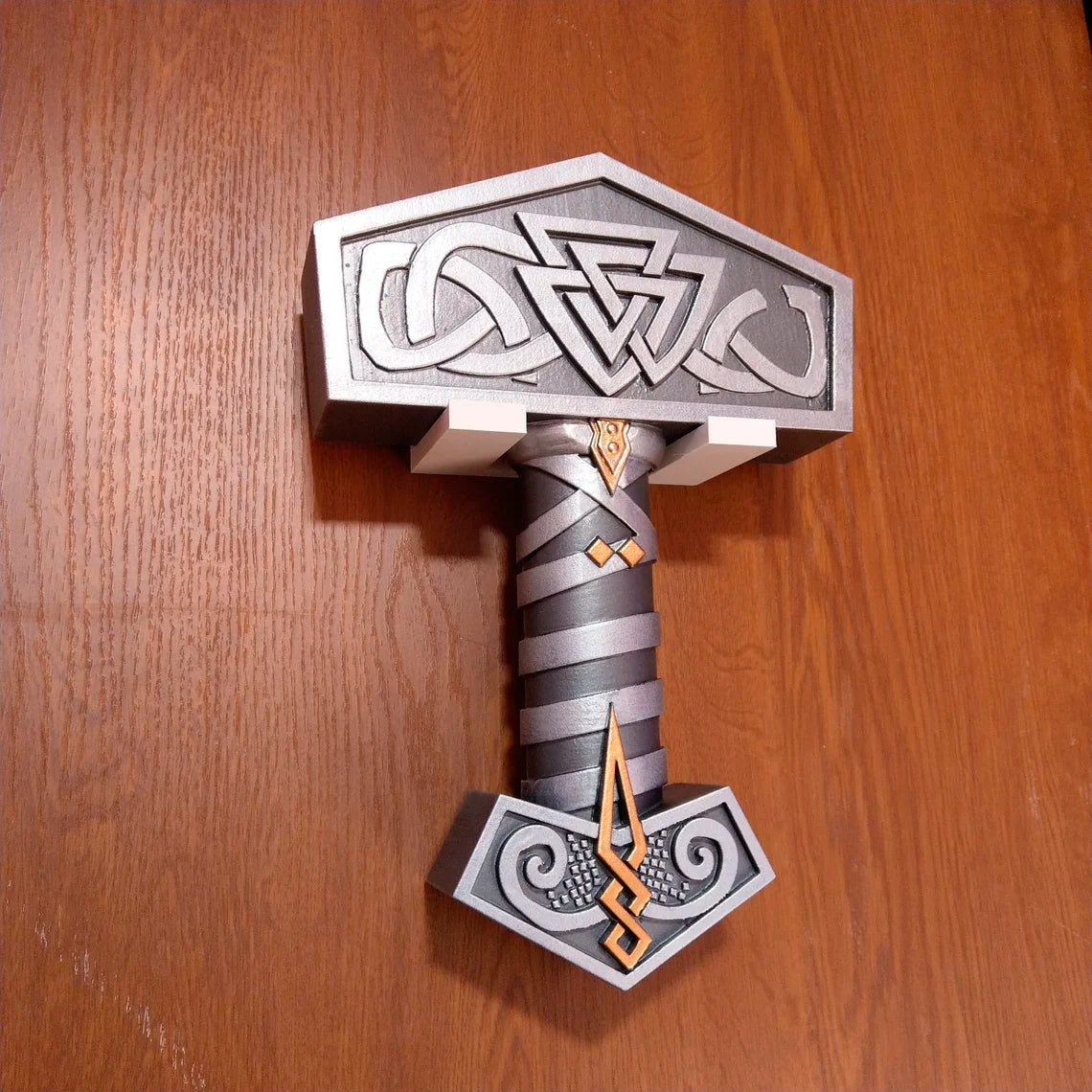 Mjolnir Viking Hammer with wall mount Handmade